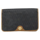Christian Dior Honeycomb Canvas Chain Shoulder Bag PVC Black Gold Auth BA9075-2