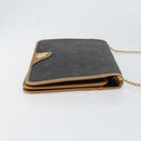 Christian Dior Honeycomb Canvas Chain Shoulder Bag PVC Black Gold Auth BA9075-4