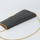 Christian Dior Honeycomb Canvas Chain Shoulder Bag PVC Black Gold Auth BA9075-6