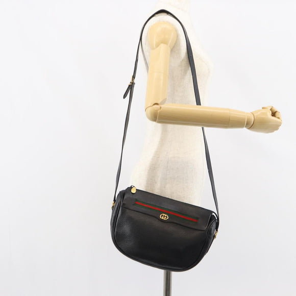 GUCCI GG Supreme Web Sherry Line Bag Leather Gold Gold 001 58 0918 Auth BA9076
