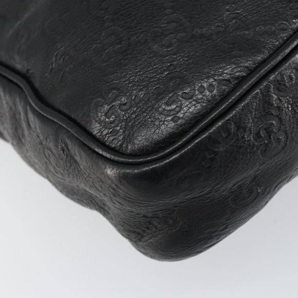 GUCCI Guccissima GG Canvas Umhängetasche Leder Schwarz Silber 201448 Auth BA9077