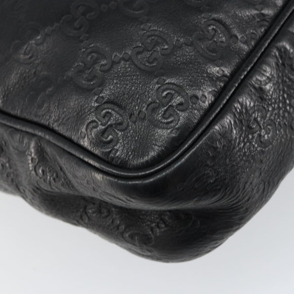 GUCCI Guccissima GG Canvas Umhängetasche Leder Schwarz Silber 201448 Auth BA9077