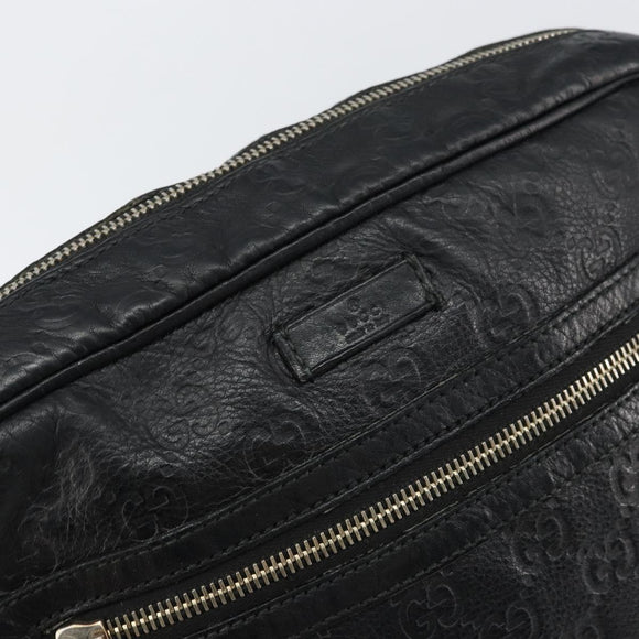 GUCCI Guccissima GG Canvas Umhängetasche Leder Schwarz Silber 201448 Auth BA9077