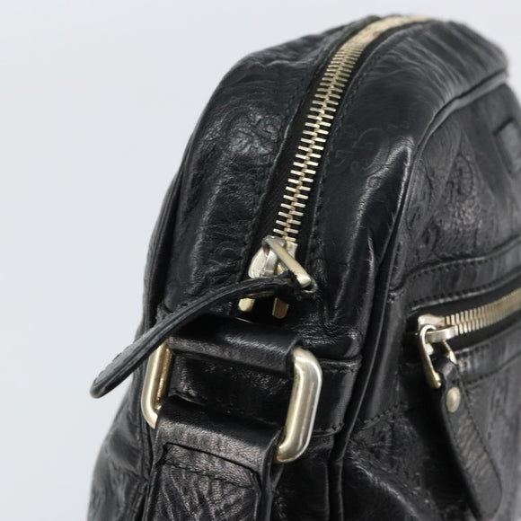 GUCCI Guccissima GG Canvas Umhängetasche Leder Schwarz Silber 201448 Auth BA9077