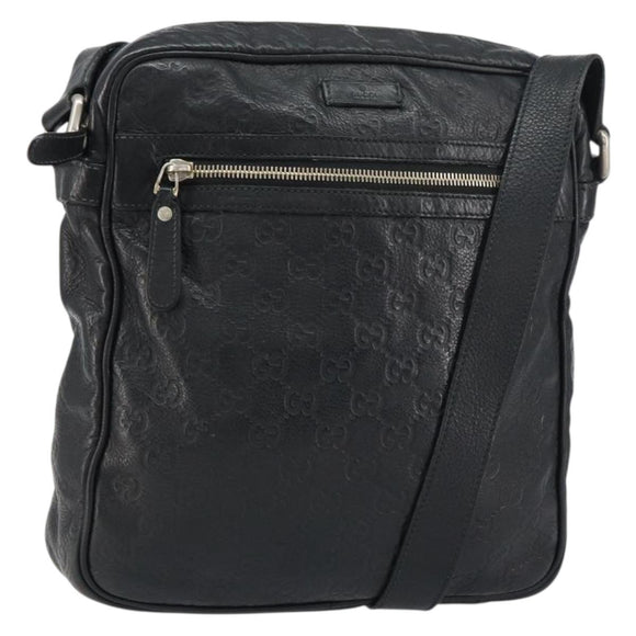 GUCCI Guccissima GG Canvas Umhängetasche Leder Schwarz Silber 201448 Auth BA9077