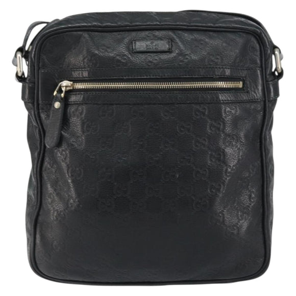 GUCCI Guccissima GG Canvas Umhängetasche Leder Schwarz Silber 201448 Auth BA9077