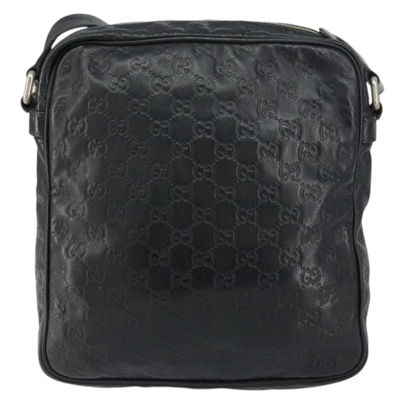 GUCCI Guccissima GG Canvas Umhängetasche Leder Schwarz Silber 201448 Auth BA9077