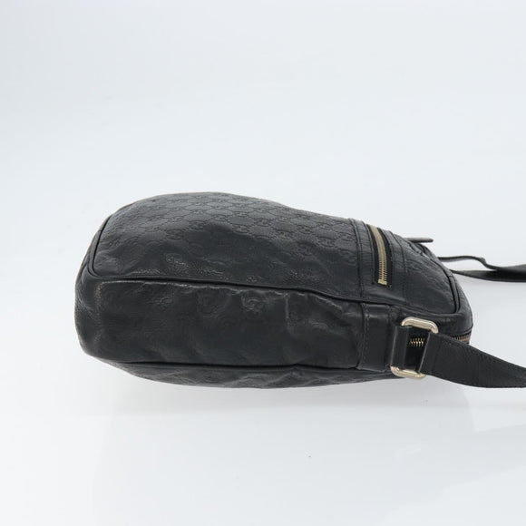 GUCCI Guccissima GG Canvas Umhängetasche Leder Schwarz Silber 201448 Auth BA9077