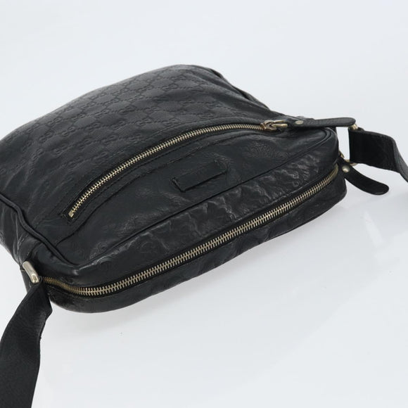 GUCCI Guccissima GG Canvas Umhängetasche Leder Schwarz Silber 201448 Auth BA9077