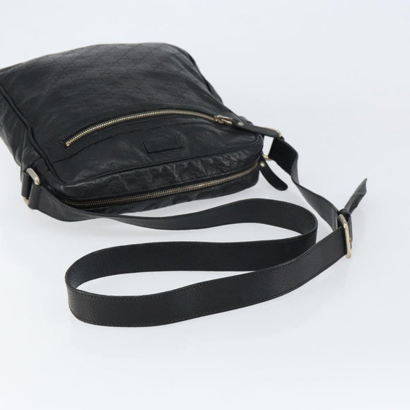 GUCCI Guccissima GG Canvas Umhängetasche Leder Schwarz Silber 201448 Auth BA9077