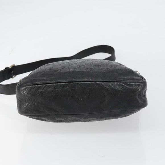 GUCCI Guccissima GG Canvas Umhängetasche Leder Schwarz Silber 201448 Auth BA9077