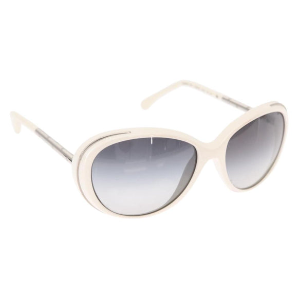 CHANEL Sunglasses plastic White CC Auth BA9081