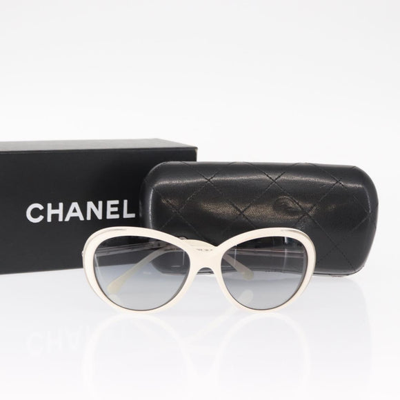 CHANEL Sunglasses plastic White CC Auth BA9081