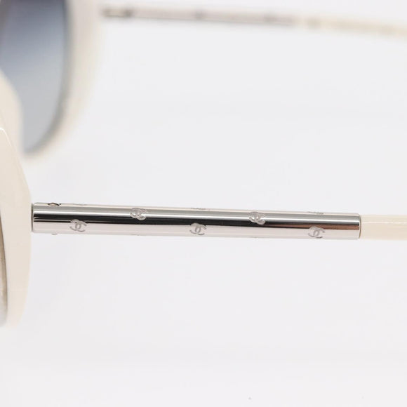 CHANEL Sunglasses plastic White CC Auth BA9081