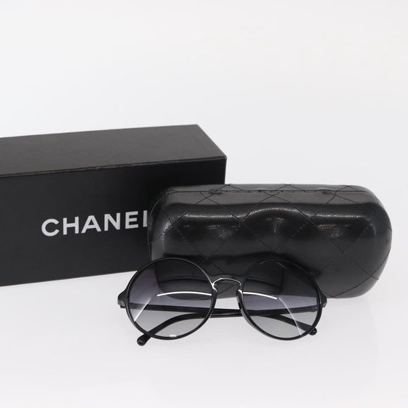 CHANEL Sunglasses plastic Black CC Auth BA9082
