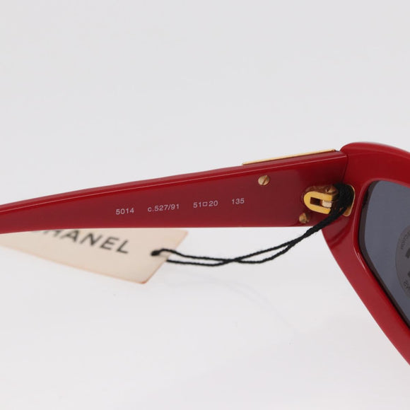 CHANEL Sunglasses plastic Red CC Auth BA9084