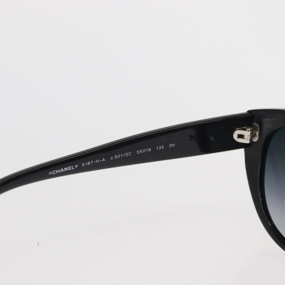 CHANEL Sunglasses plastic Black CC Auth BA9087