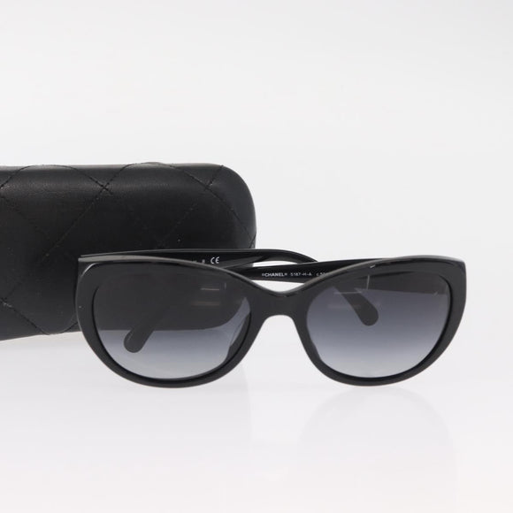 CHANEL Sunglasses plastic Black CC Auth BA9087
