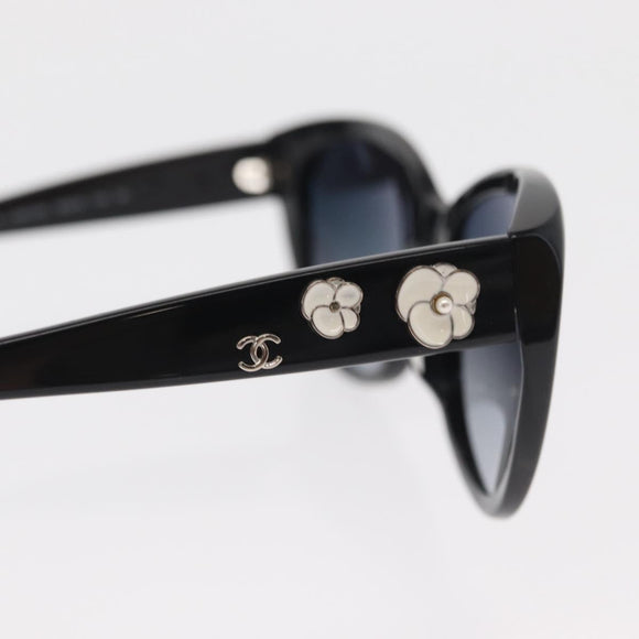 CHANEL Sunglasses plastic Black CC Auth BA9087
