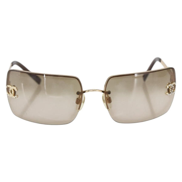 CHANEL Sunglasses plastic Brown CC Auth BA9089