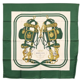 HERMES Carre 90 Scarf Silk ""BRIDES de GALA"" Green Auth BA9092