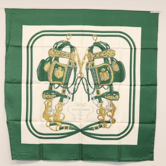 HERMES Carre 90 Scarf Silk ""BRIDES de GALA"" Green Auth BA9092