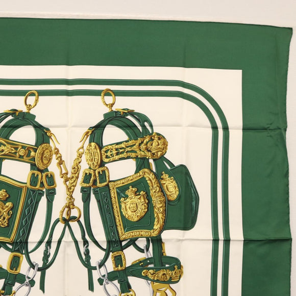 HERMES Carre 90 Scarf Silk ""BRIDES de GALA"" Green Auth BA9092