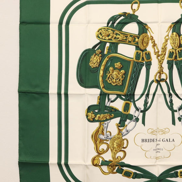 HERMES Carre 90 Scarf Silk ""BRIDES de GALA"" Green Auth BA9092