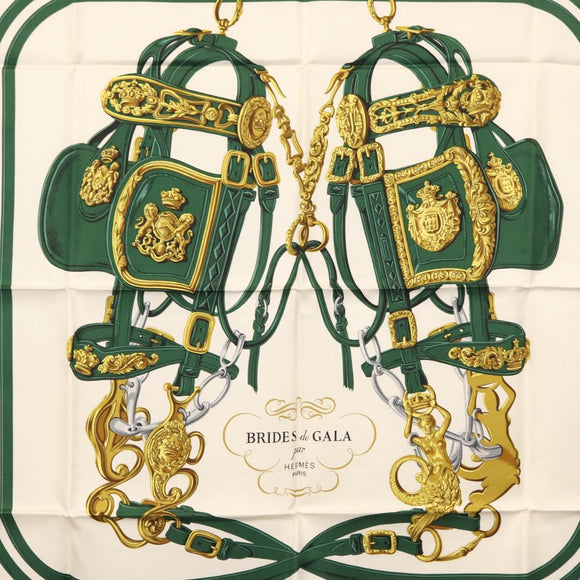 HERMES Carre 90 Scarf Silk ""BRIDES de GALA"" Green Auth BA9092