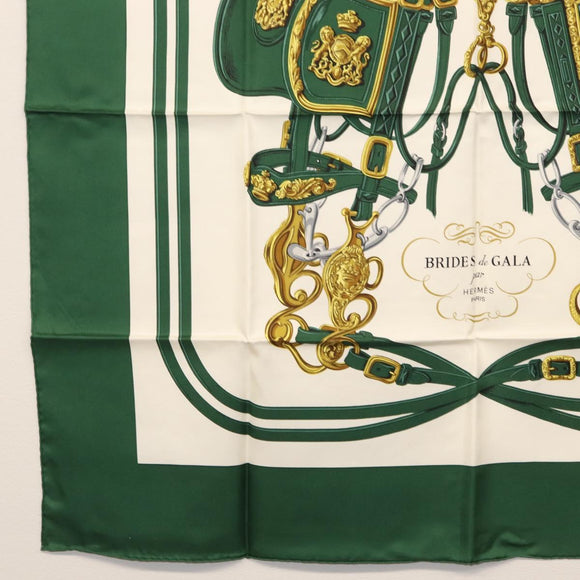 HERMES Carre 90 Scarf Silk ""BRIDES de GALA"" Green Auth BA9092