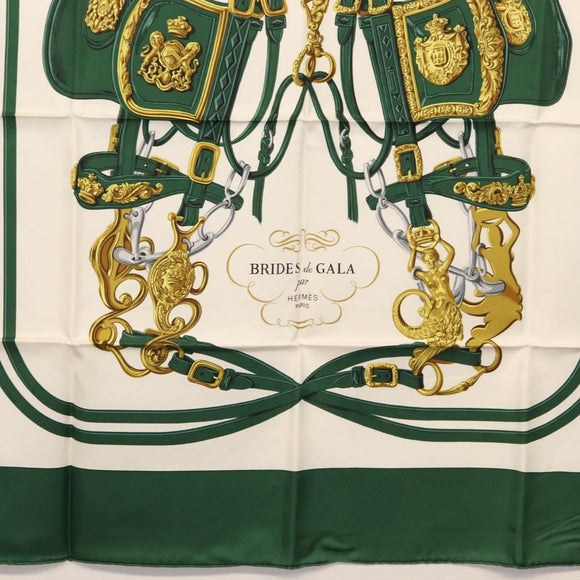 HERMES Carre 90 Scarf Silk ""BRIDES de GALA"" Green Auth BA9092