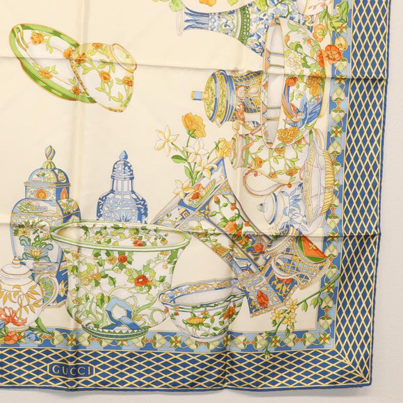 GUCCI Scarf Silk Blue Auth BA9093