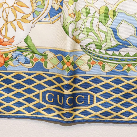 GUCCI Scarf Silk Blue Auth BA9093
