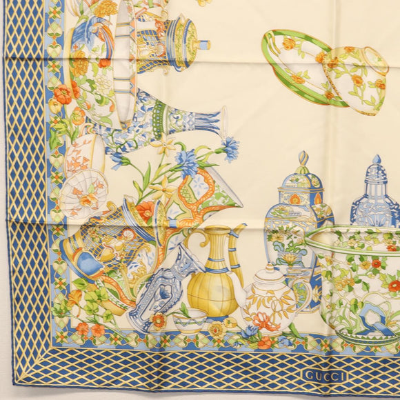 GUCCI Scarf Silk Blue Auth BA9093