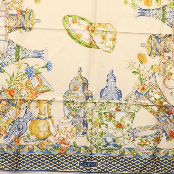 GUCCI Scarf Silk Blue Auth BA9093