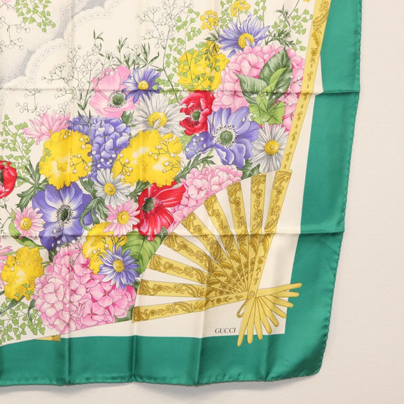 GUCCI Scarf Silk Green Auth BA9094