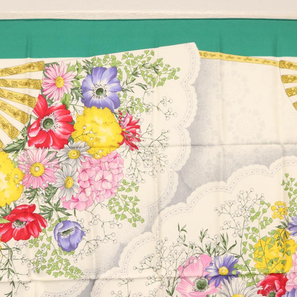 GUCCI Scarf Silk Green Auth BA9094