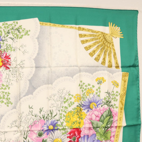 GUCCI Scarf Silk Green Auth BA9094