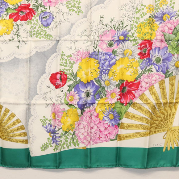 GUCCI Scarf Silk Green Auth BA9094