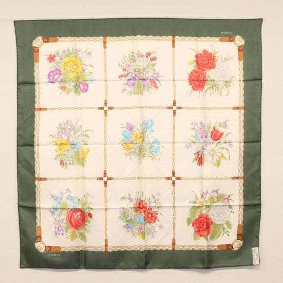 GUCCI Scarf Silk Green Auth BA9095