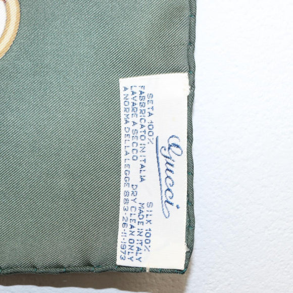 GUCCI Scarf Silk Green Auth BA9095
