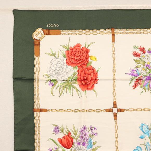 GUCCI Scarf Silk Green Auth BA9095