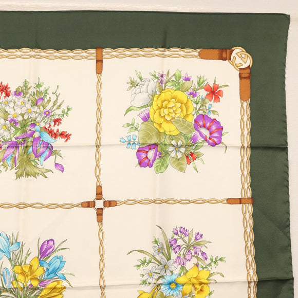 GUCCI Scarf Silk Green Auth BA9095