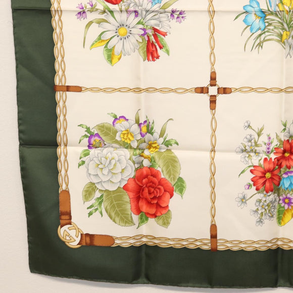 GUCCI Scarf Silk Green Auth BA9095