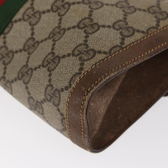 GUCCI GG Supreme Web Sherry Line Clutch Bag PVC Beige Gold 89 01 006 Auth BA9104