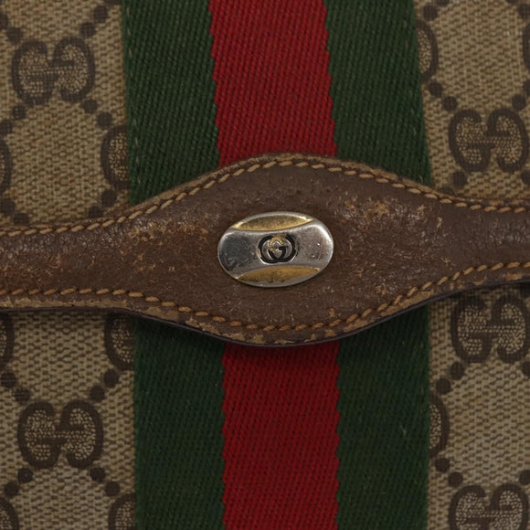 GUCCI GG Supreme Web Sherry Line Clutch Bag PVC Beige Gold 89 01 006 Auth BA9104