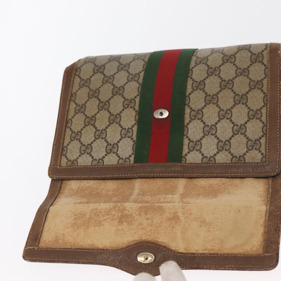 GUCCI GG Supreme Web Sherry Line Clutch Bag PVC Beige Gold 89 01 006 Auth BA9104