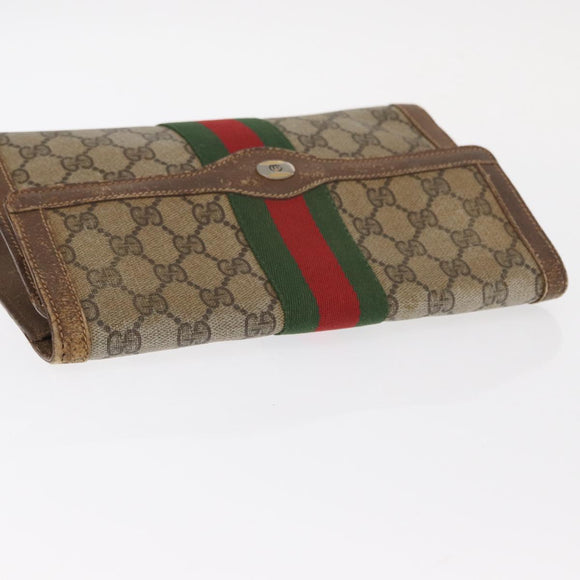 GUCCI GG Supreme Web Sherry Line Clutch Bag PVC Beige Gold 89 01 006 Auth BA9104