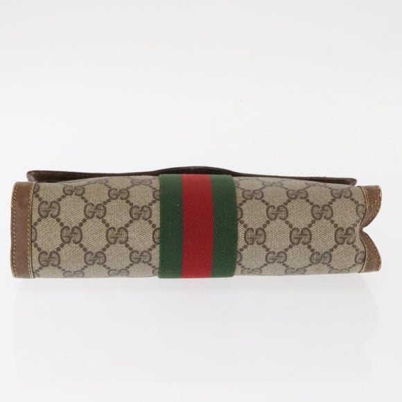 GUCCI GG Supreme Web Sherry Line Clutch Bag PVC Beige Gold 89 01 006 Auth BA9104