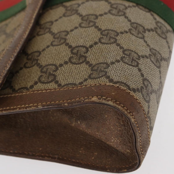 GUCCI GG Supreme Web Sherry Line Clutch Bag PVC Beige Gold 89 01 006 Auth BA9104